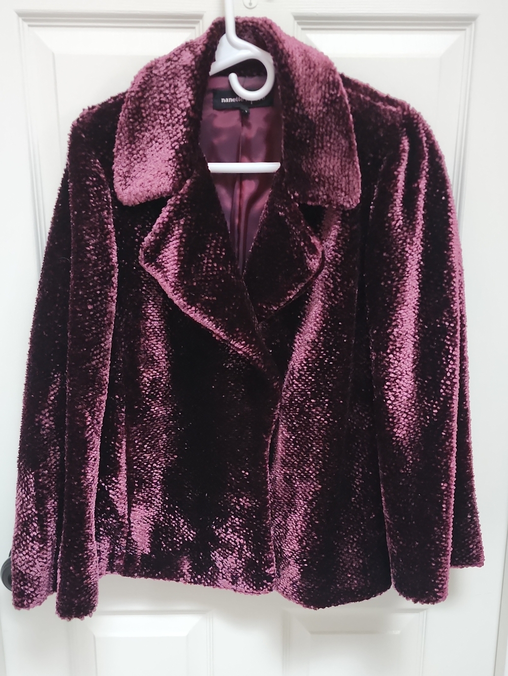 Nanette‎ Lepore Size Small Plush Velvet Style Jacket - Wine Purple Size Small